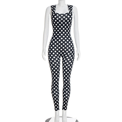 DZHT J26JP025 fashion slim fit slimming temperament polka dot jumpsuit