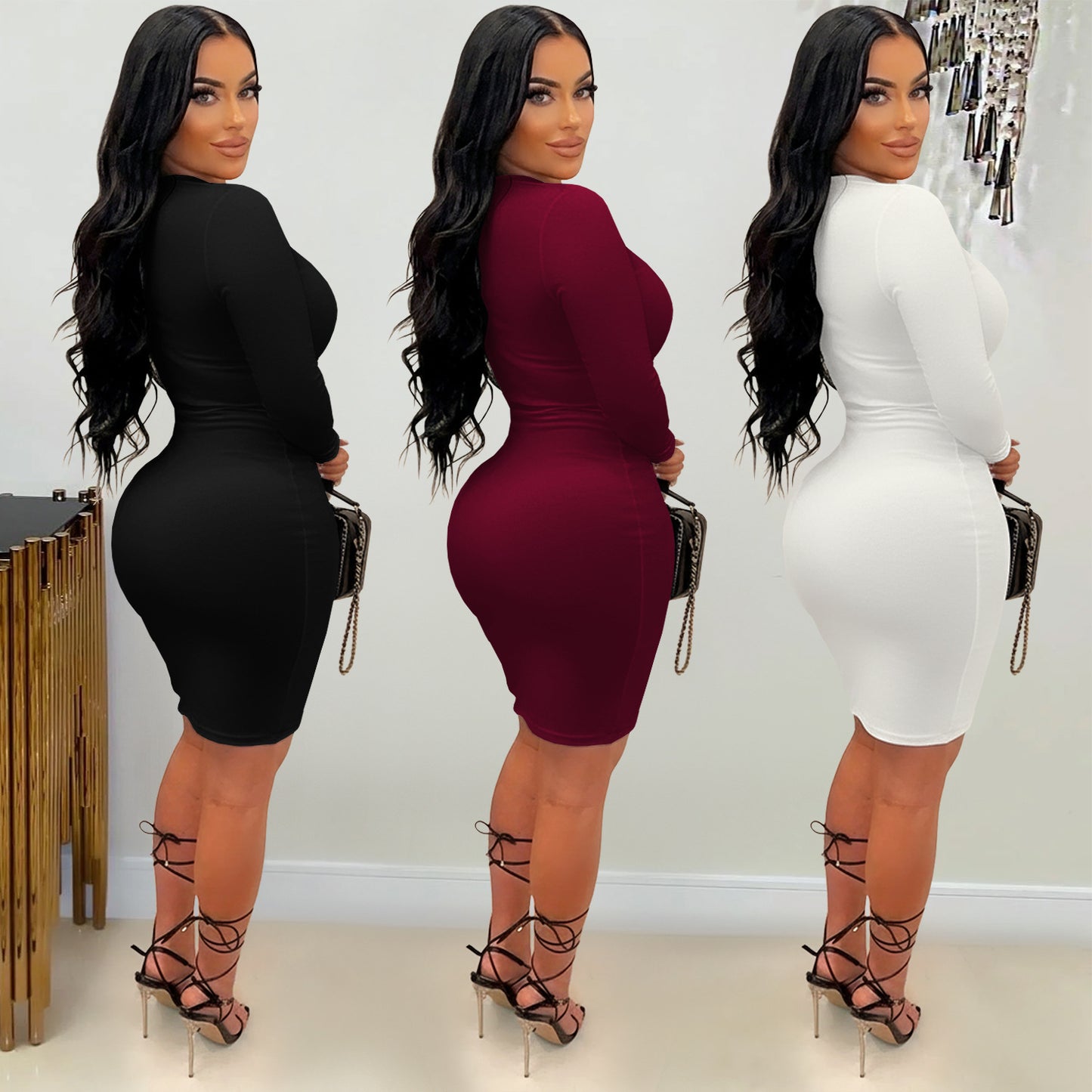 XYZ C7627 off-the-shoulder slim-fit sheath dress