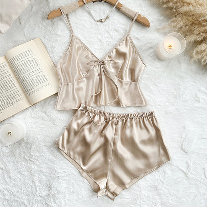 DNL silk underwear ice silk sling apron shorts suit