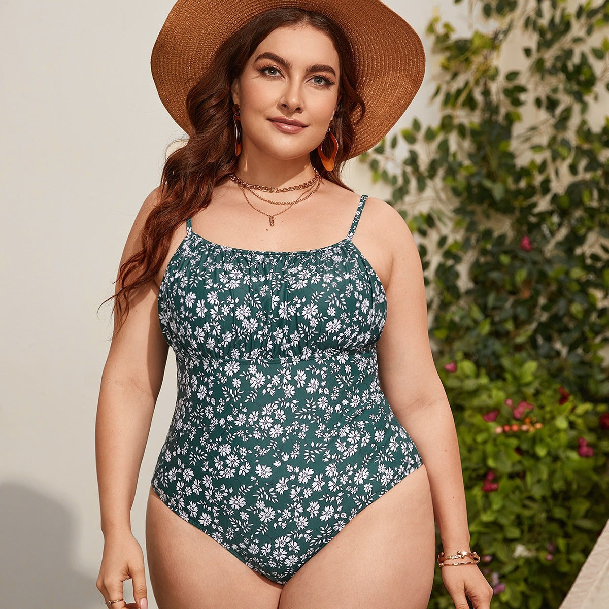 LF (L-4XL) women's one-piece color printing sexy swimsuit plus size