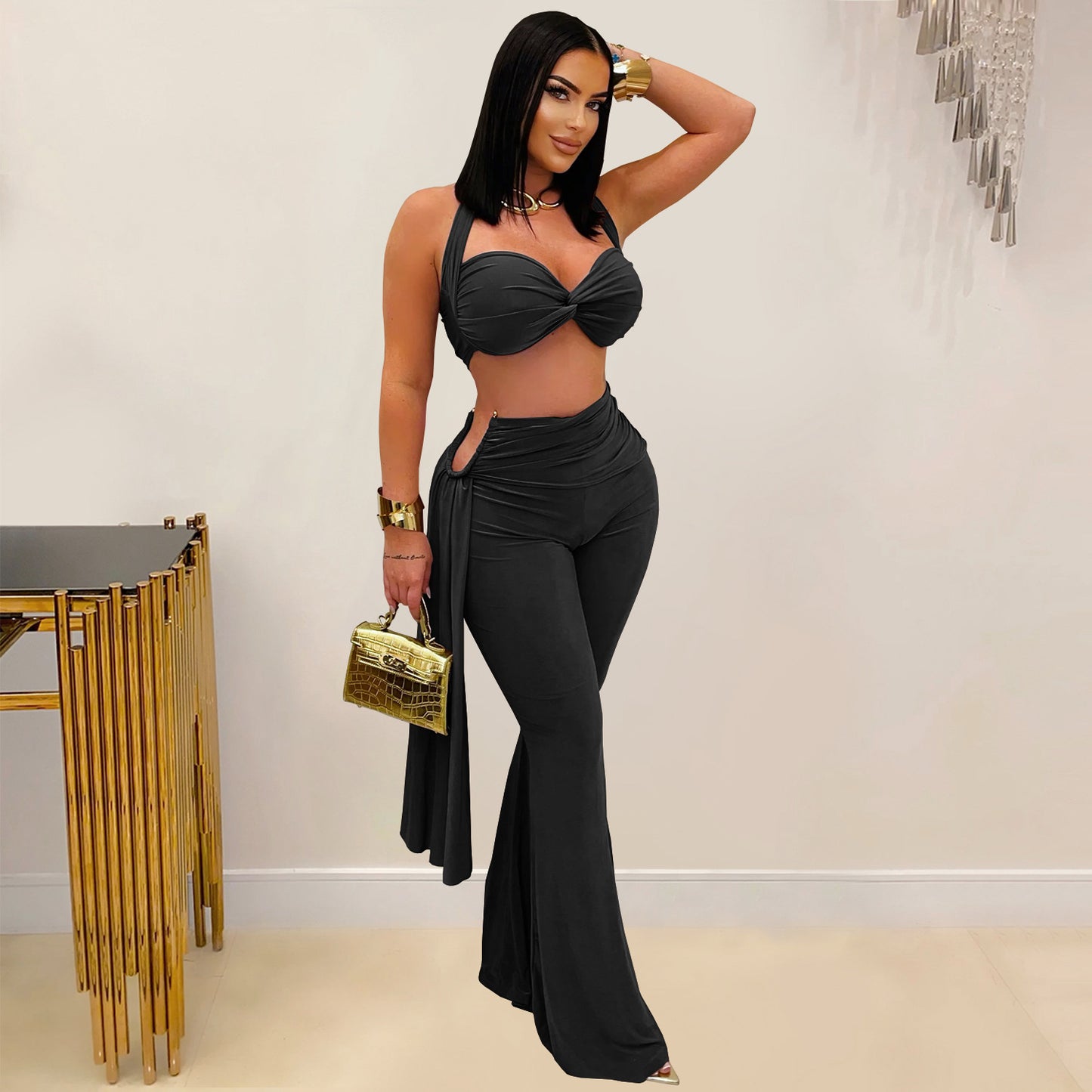 XYZ C7485 summer tube top bandage trousers suit