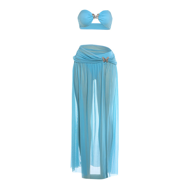 DLS Spring 2026 bikini sexy tube top skirt skirt swimsuit three-piece set