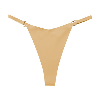 Thin belt low waist love ring seamless ice silk T-shaped Panties Plus size cotton crotch T-back