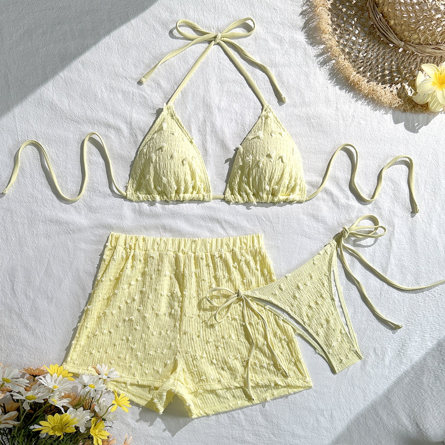 (4 days ready to ship) SY 2026 three-piece bikini halter lace-up
