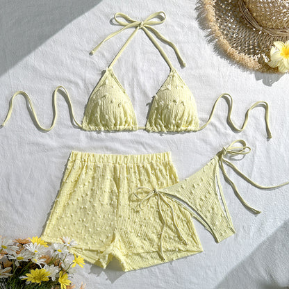 (4 days ready to ship) SY 2026 three-piece bikini halter lace-up