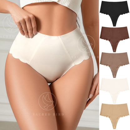 Seamless wavy edge invisible yoga T-shaped hip-shaping high waist large size T-back