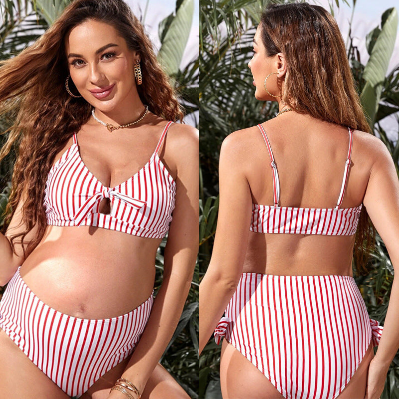 LF (S-2XL) swimwear for pregnant women split bikini stripes