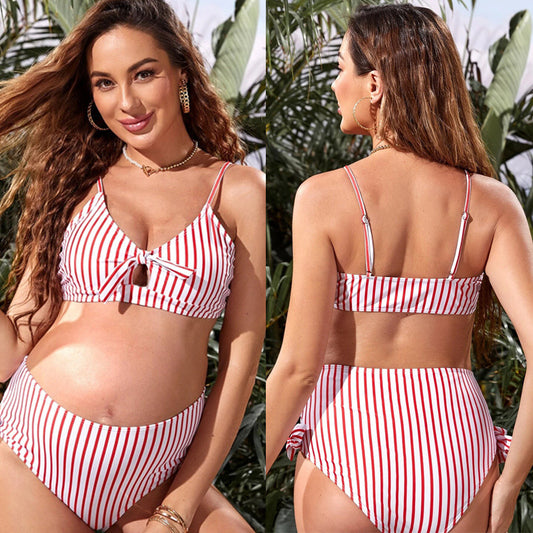 LF (S-2XL) swimwear for pregnant women split bikini stripes