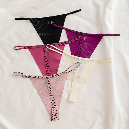 Leopard print sexy T-shaped low waist pure cotton wave bottom breathable a rope free of T-back