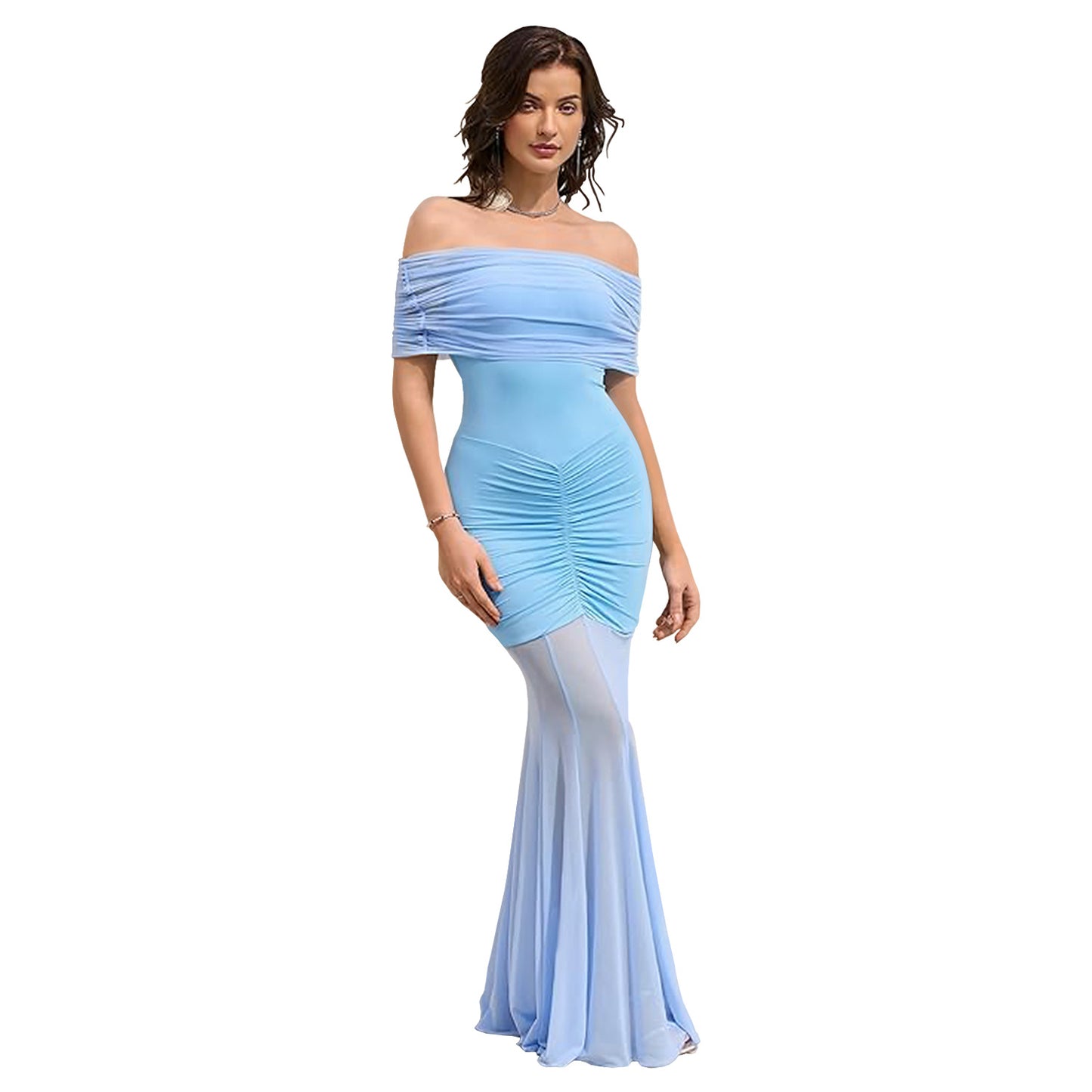 XYZ C7507 off-shoulder mesh vacation style dress