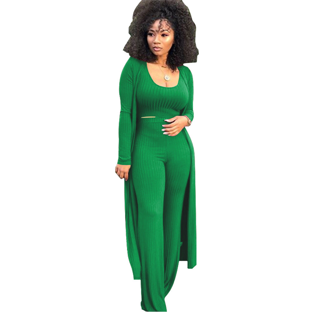 MYF (S-2XL) high elastic sunken stripe three-piece suit