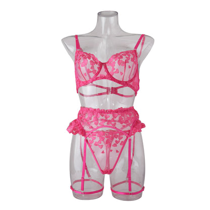 Manufacturer ins love embroidery stitching strap sexy lingerie sexy lingerie kit 1753