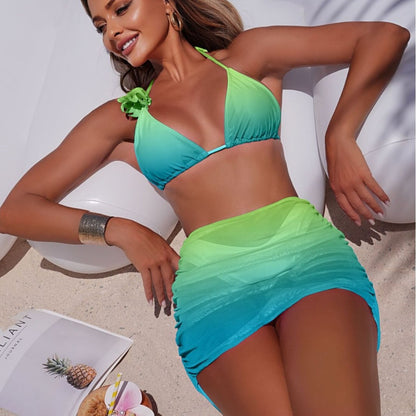 (4 days ready to ship) SY gradient three-piece bikini