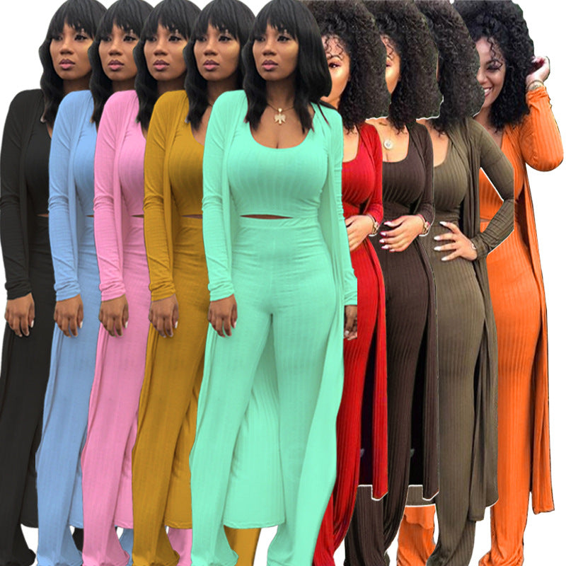 MYF (S-2XL) high elastic sunken stripe three-piece suit
