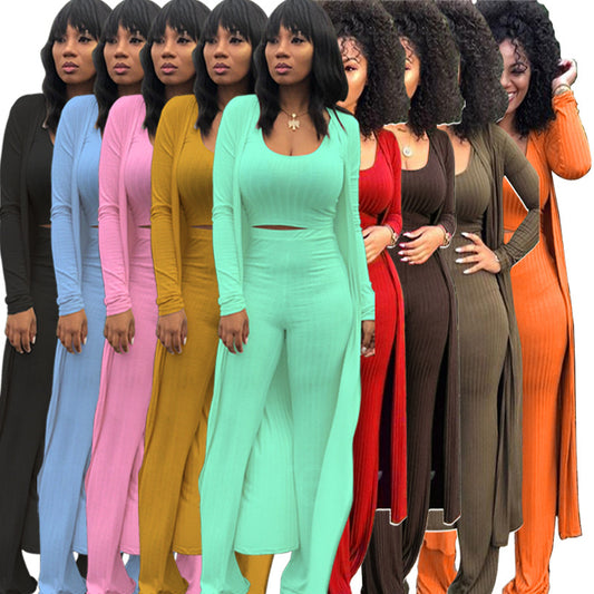 MYF (S-2XL) high elastic sunken stripe three-piece suit