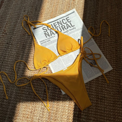 (4 days ready to ship) SY three-point small sunken stripe split bikini