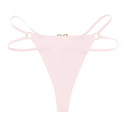 Seamless one-piece T-back metal ring pure desire less T-shaped panties large size cotton crotch breathable underwear