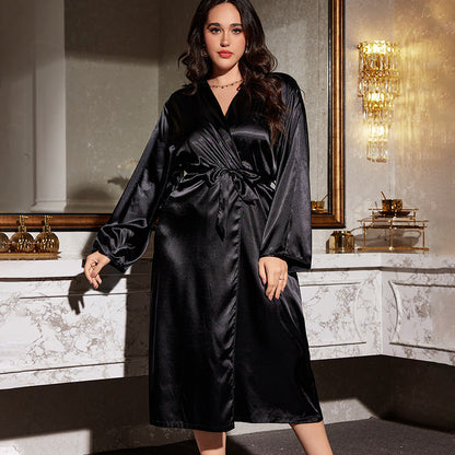 DNL ice silk bathrobe spring silk pajamas