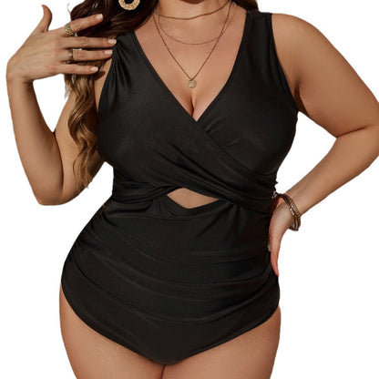 LF (L-4XL) sexy suit one-piece solid color multi-color plus size swimsuit