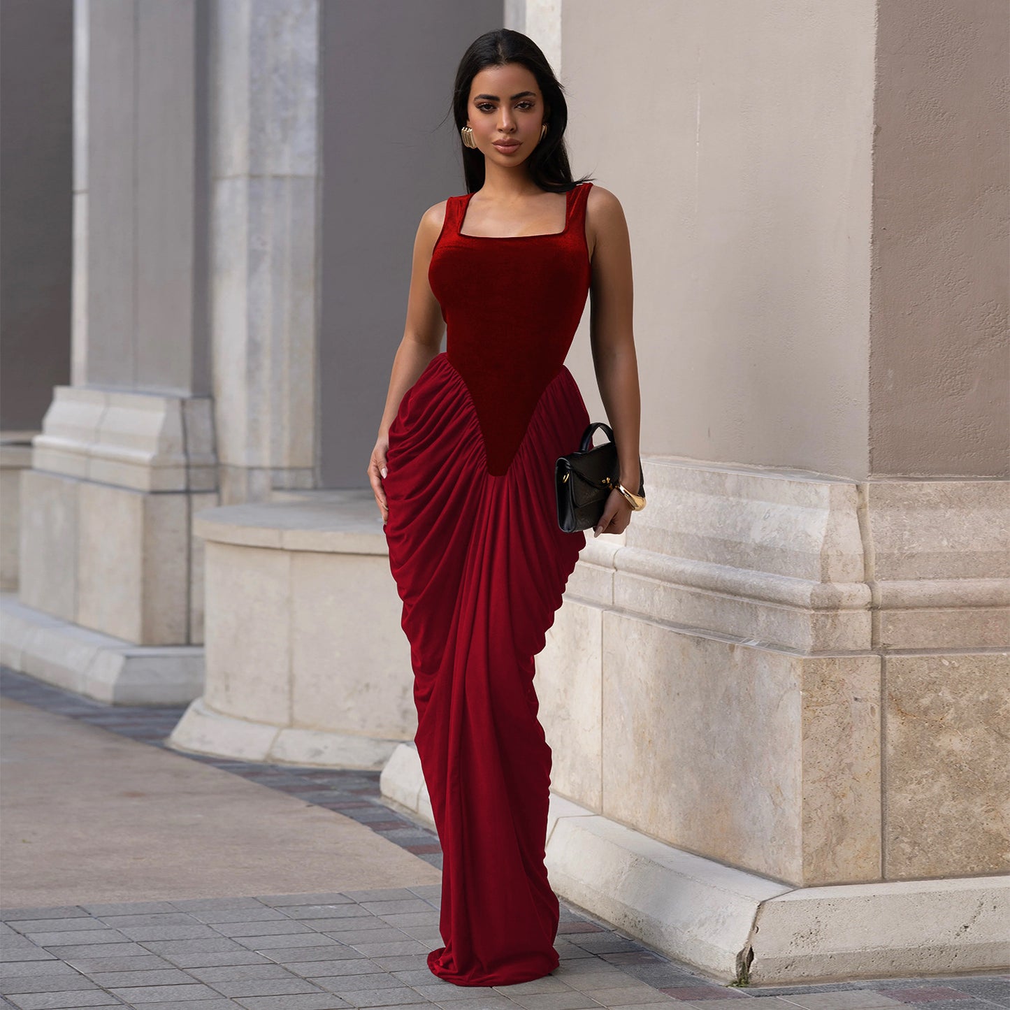 XYZ C7582 fitted waist backless sleeveless sheath dress