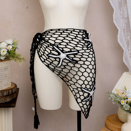 CYB starfish hand crocheting beach triangle shawl fishnet sunscreen beach towel
