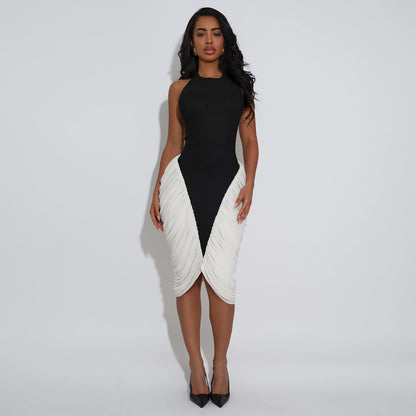 XYZ C7583 halter backless ruffle hip dress