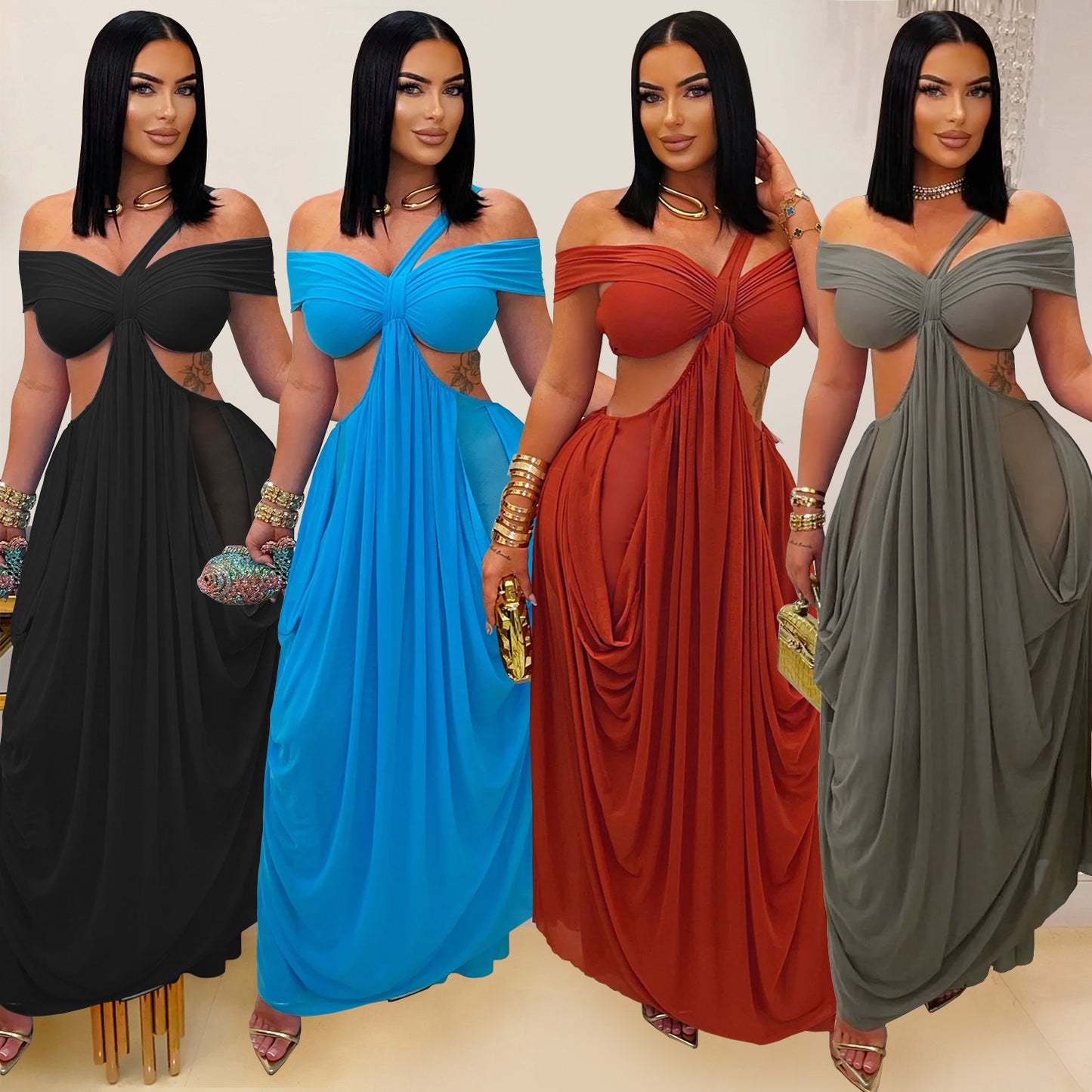 XYZ C7430 bandeau slim-fit sheer mesh dress