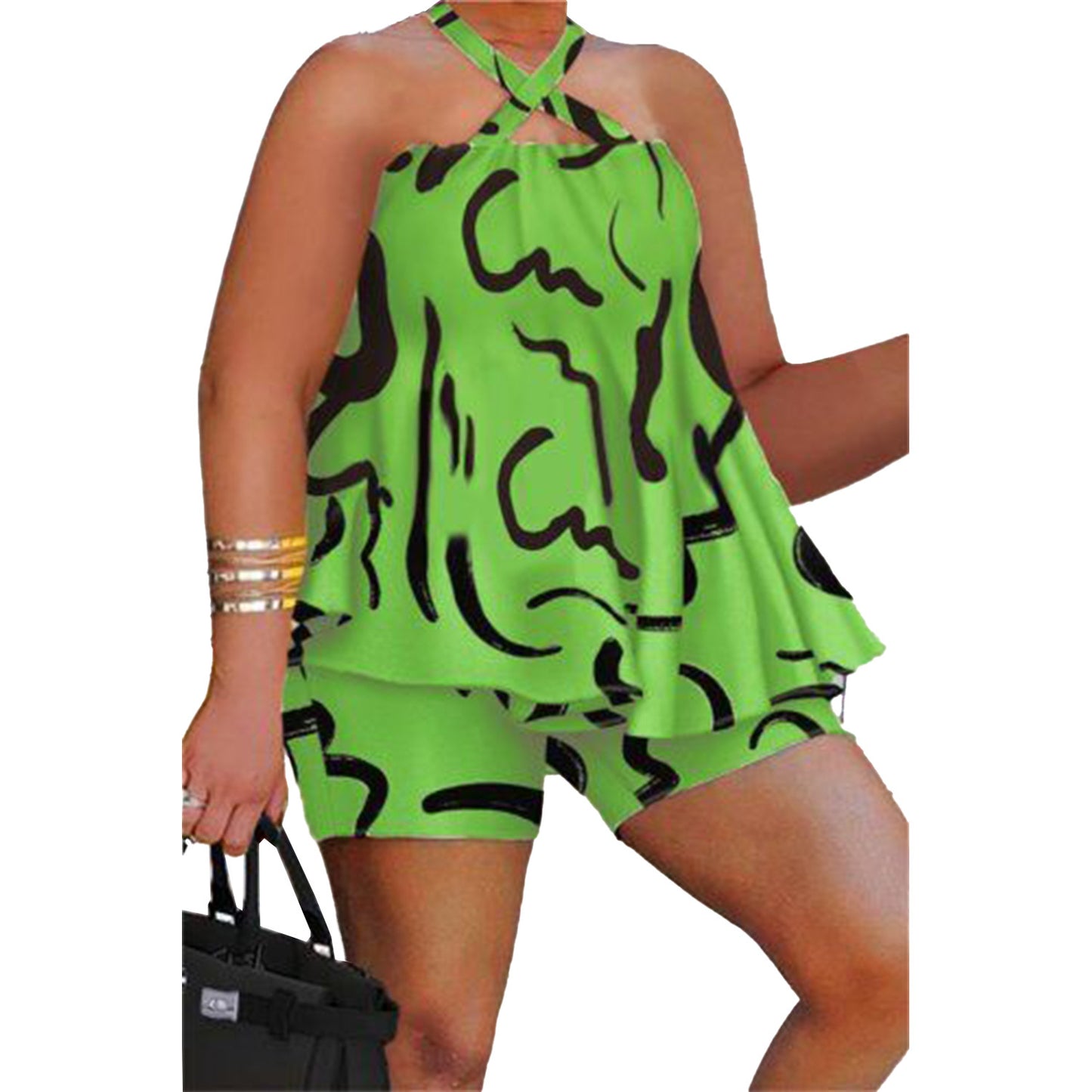 GY (L-3XL) SRS10445 summer printing suit