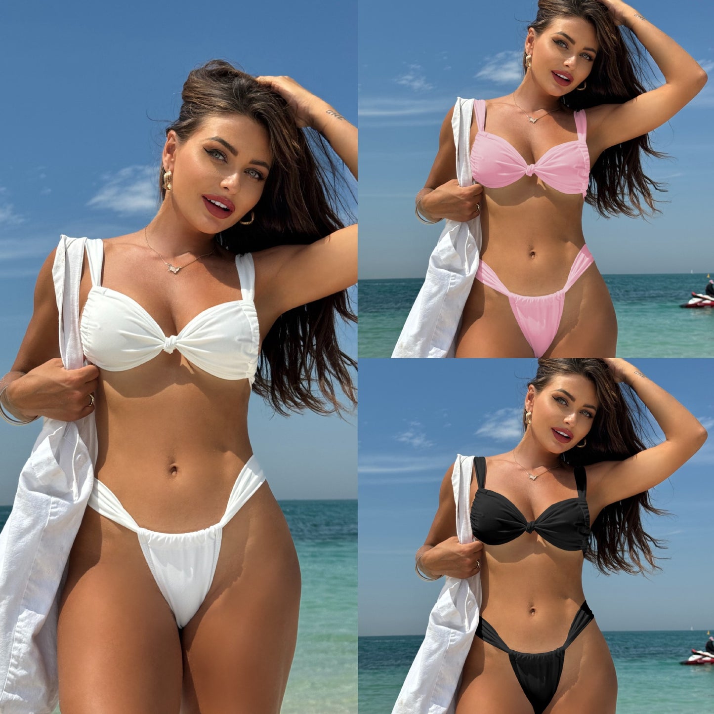 (4 days ready to ship) SY tied strap split swimsuit bikini