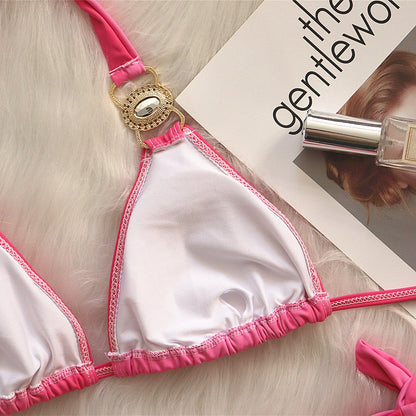 Bikini sexy gradient printing strap luxury crystal diamond