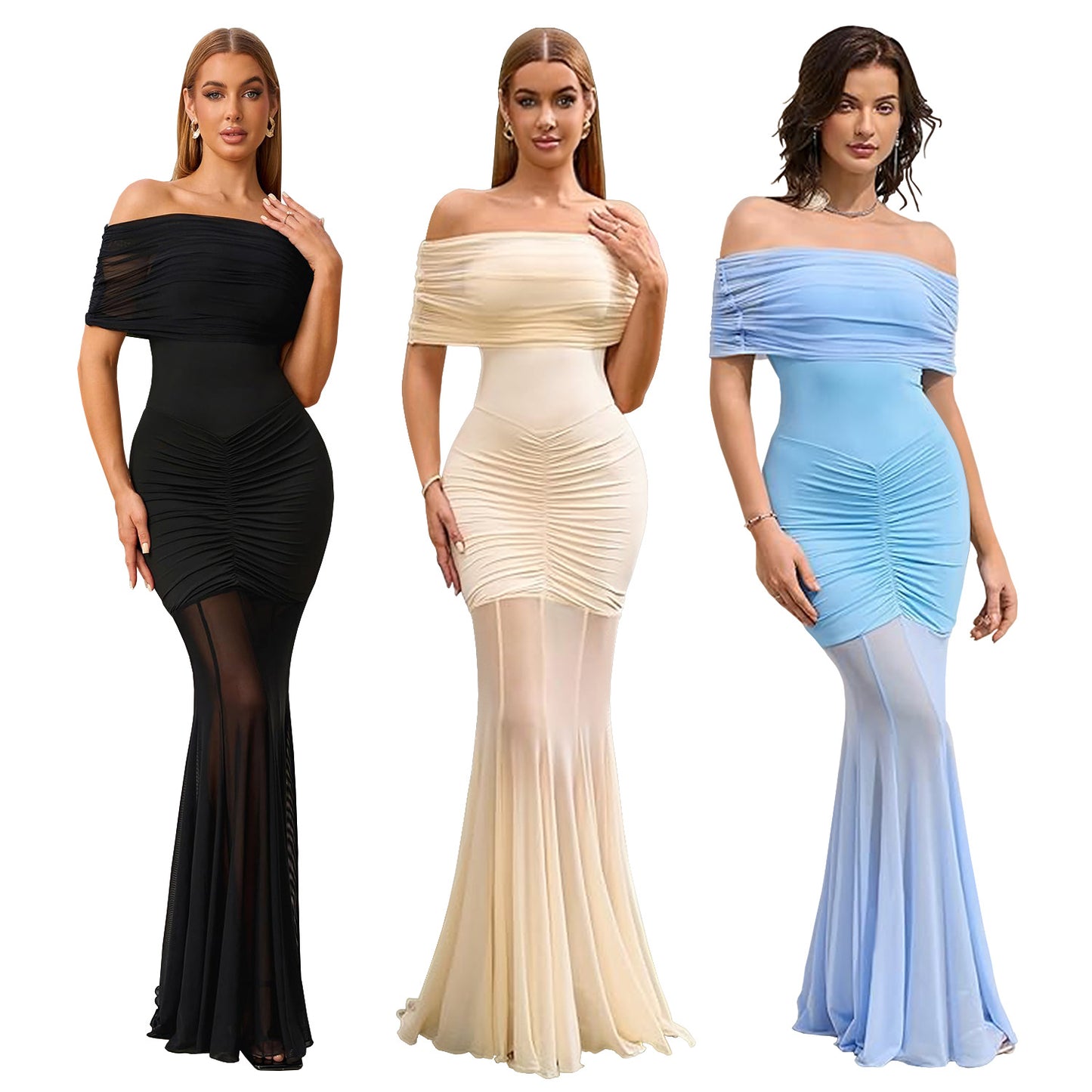 XYZ C7507 off-shoulder mesh vacation style dress