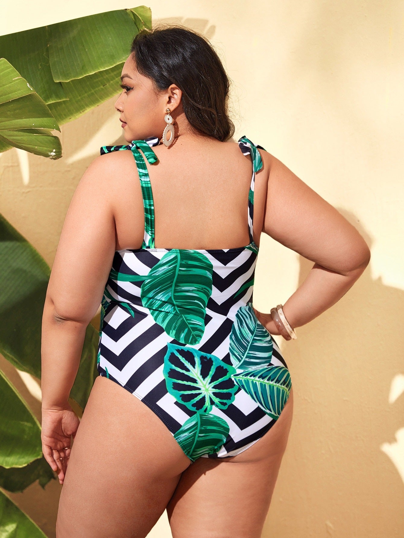 LF (L-4XL) women's one-piece color printing sexy swimsuit plus size