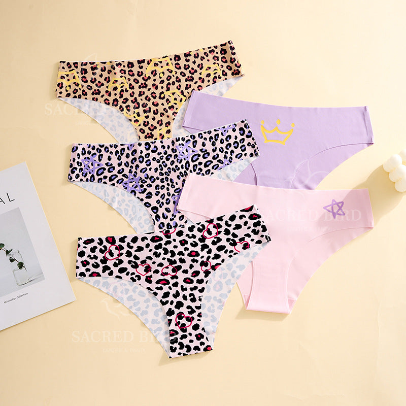 Printed invisible seamless one-piece yoga low waist plus size hip briefs