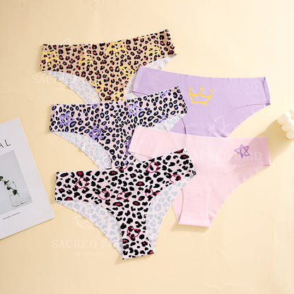 Printed invisible seamless one-piece yoga low waist plus size hip briefs