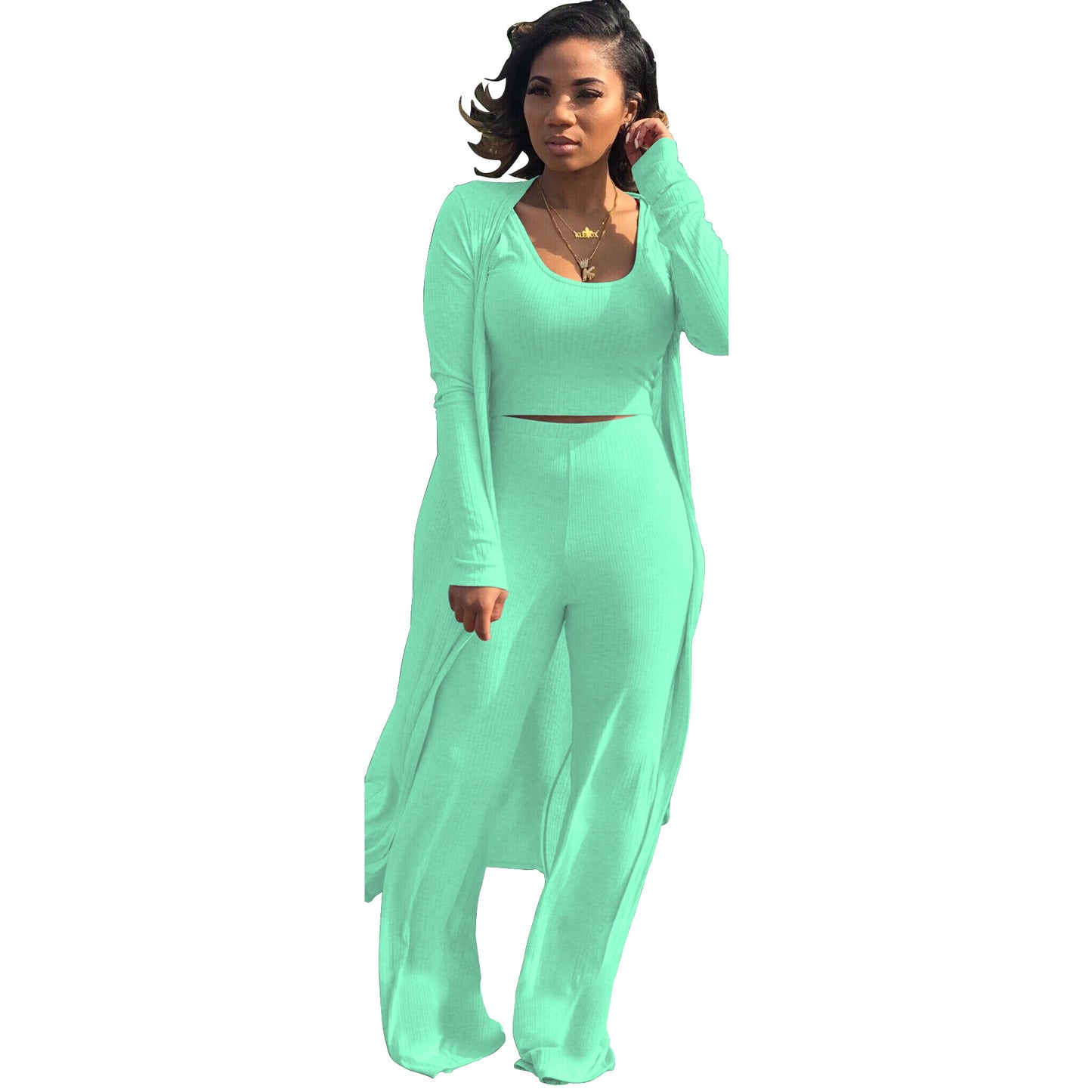 MYF (S-2XL) high elastic sunken stripe three-piece suit