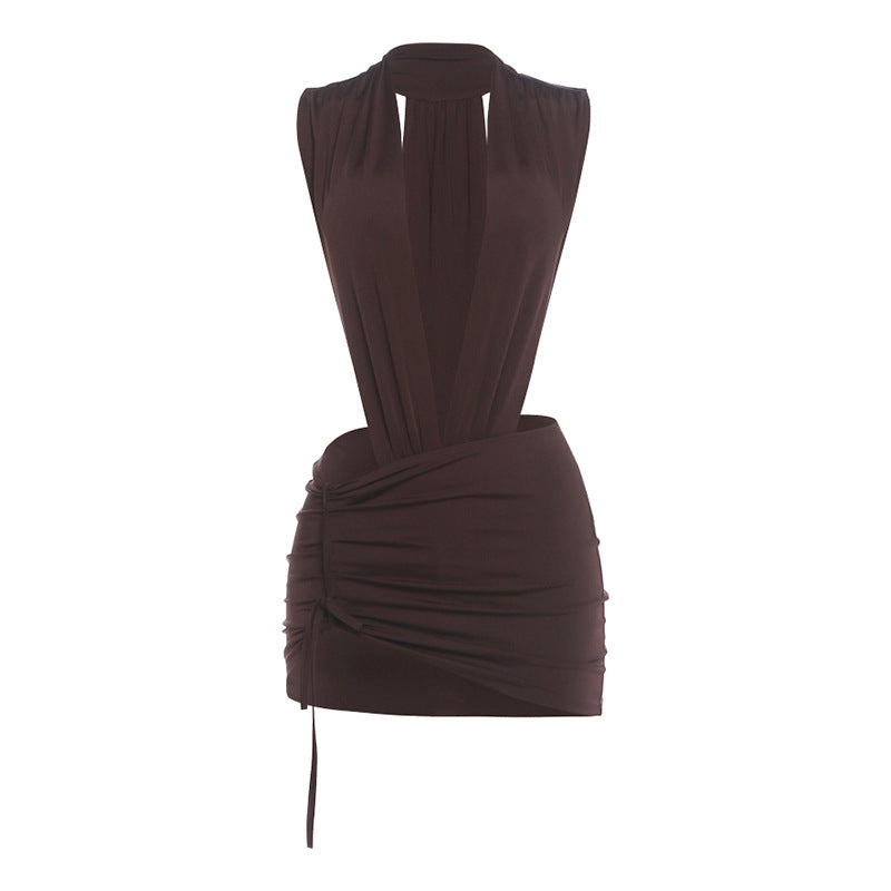 SXR K6S13989A summer deep V jumpsuit sheath skirt outfit