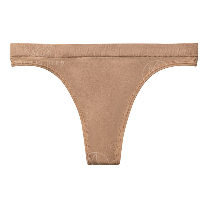 Lightweight seamless Ice Silk nude feel less than T-shaped panties yoga sports special large size cotton crotch breathable T-back