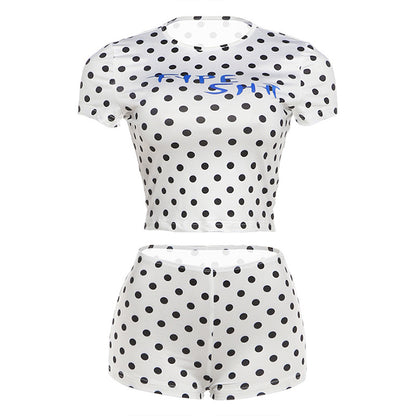 SXR K6S08332A spring and summer cropped T-shirt hip shorts polka dot set