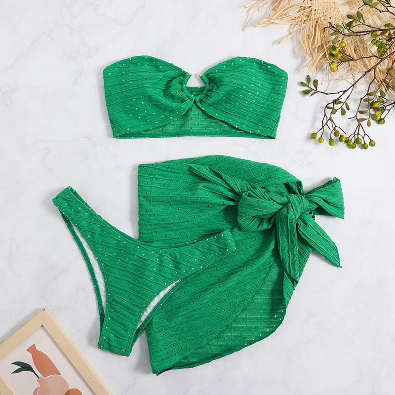 (4 days ready to ship) SY tube top skirt three-piece bikini swimsuit