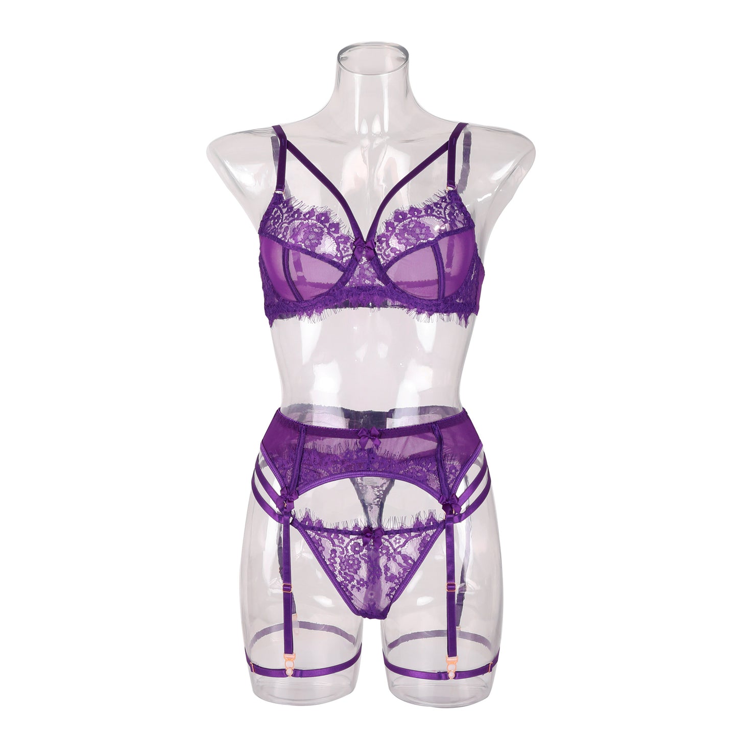 Sexy lingerie lace suit purple