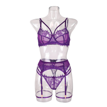 Sexy lingerie lace suit purple