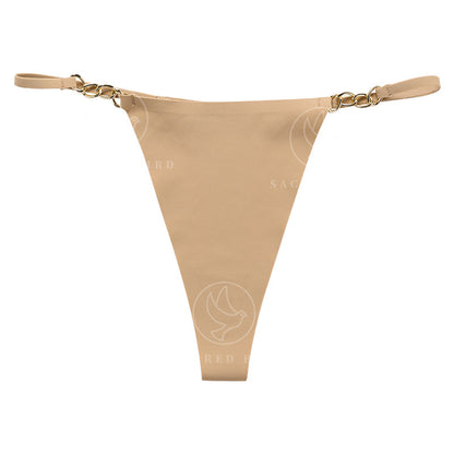 T-shaped panties seamless one-piece cotton crotch breathable quick-drying metal ring T-back