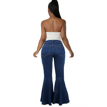 GY (S-XL) N5016 denim slim-fit sheath loose trousers Bell-bottom pants