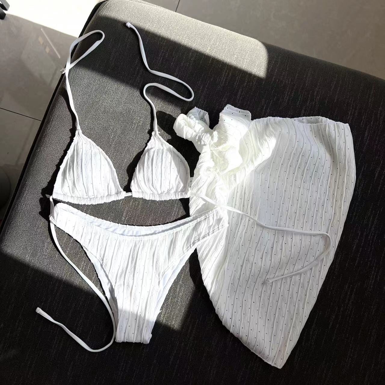 (4 days ready to ship) SY swimsuit three-piece backless drawstring strap bikini three-piece set