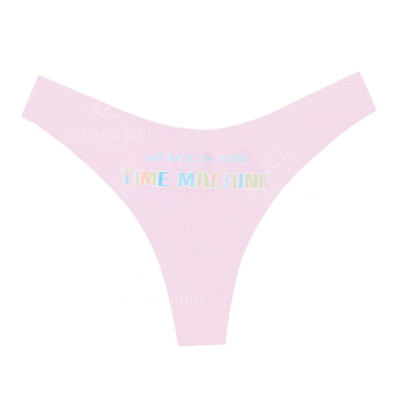 Couple theme printing seamless one-piece thin T-shaped low waist invisible yoga T-back