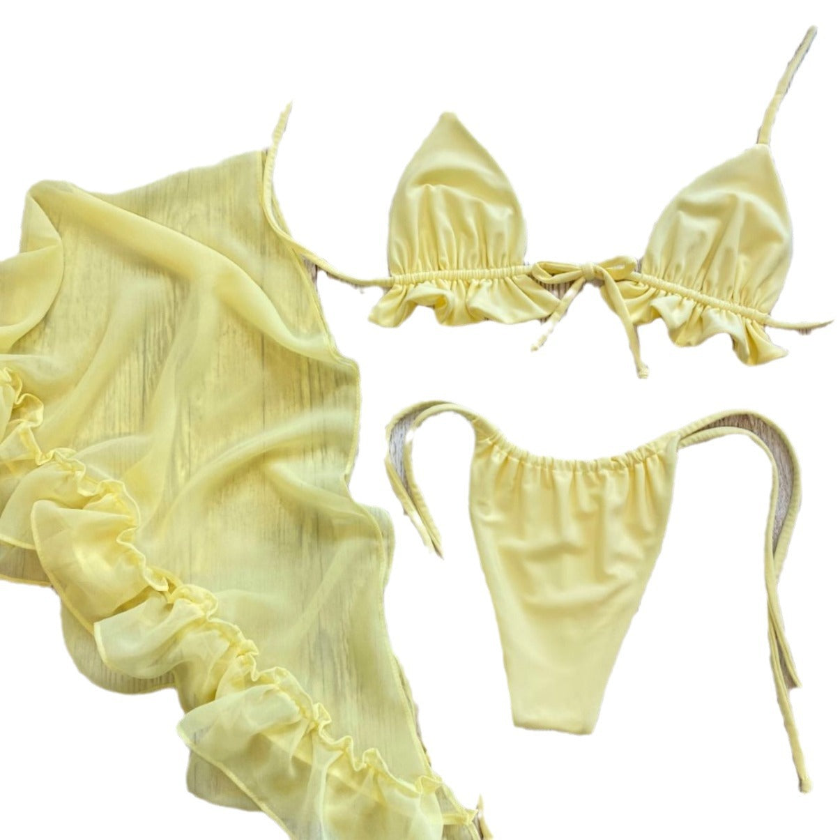 (4 days ready to ship) SY net skirt hemline pleated bikini