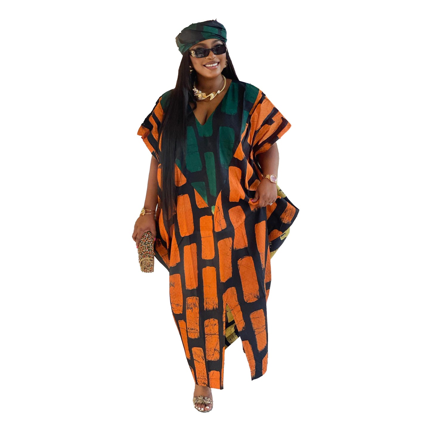 GY (S-3XL) S10651 slim fit positioning stitching printing color contrast loose split dress