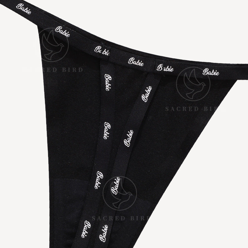 Letter thin stitching seamless Thin Ice Silk quick-drying one piece Large size T-back
