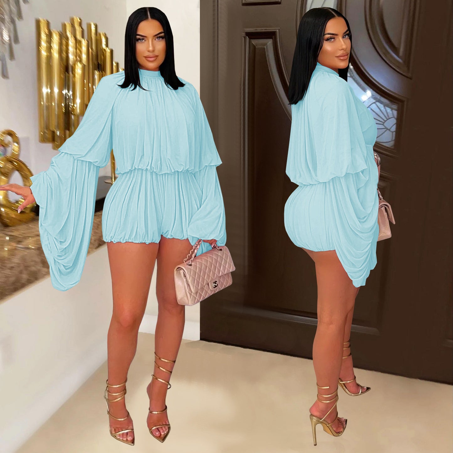 XYZ C7432 casual pleated one-piece shorts