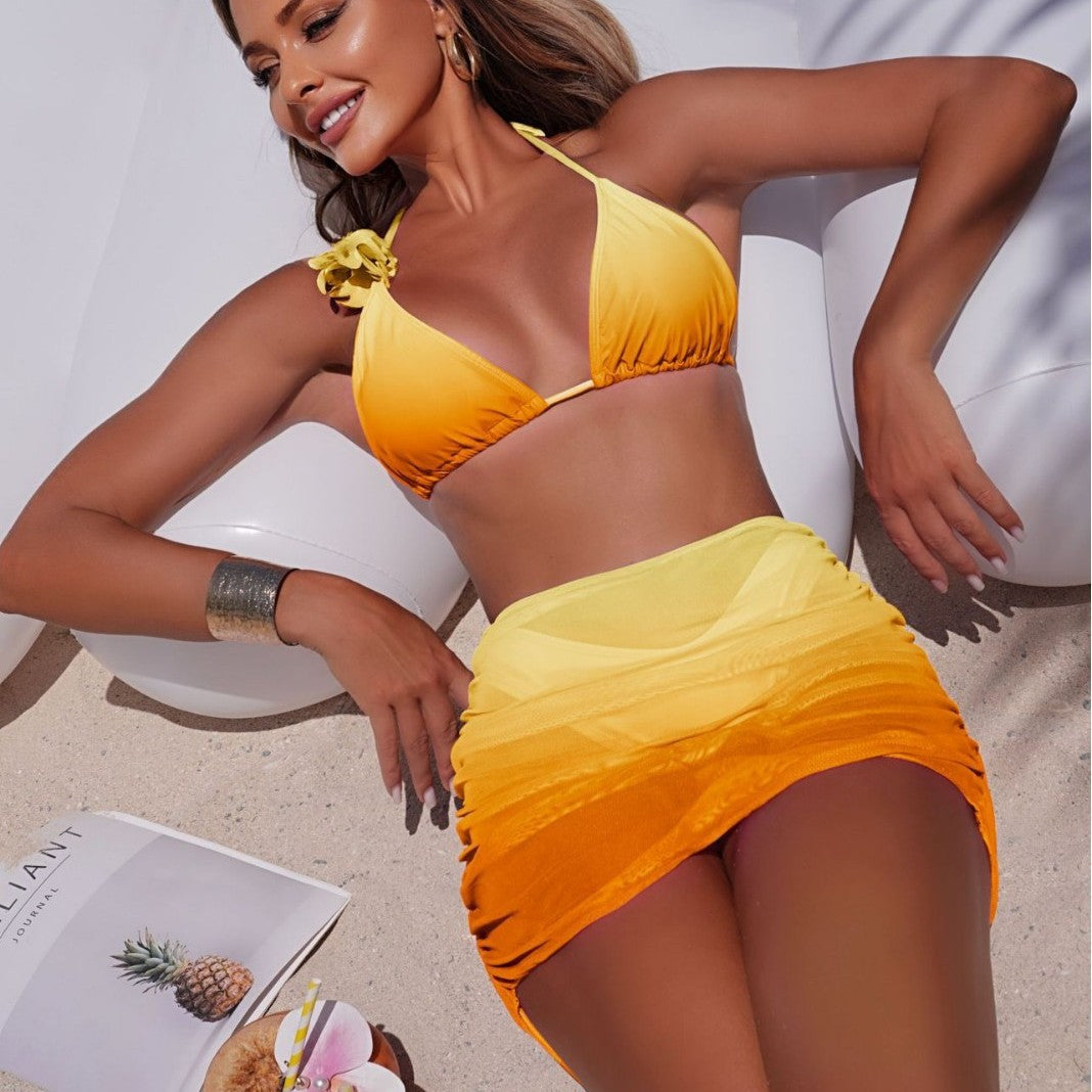 (4 days ready to ship) SY gradient three-piece bikini